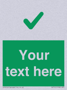 Custom green background, green tick sign